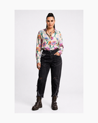 Blusa de seda floreada de manga larga - Jazmin Chebar