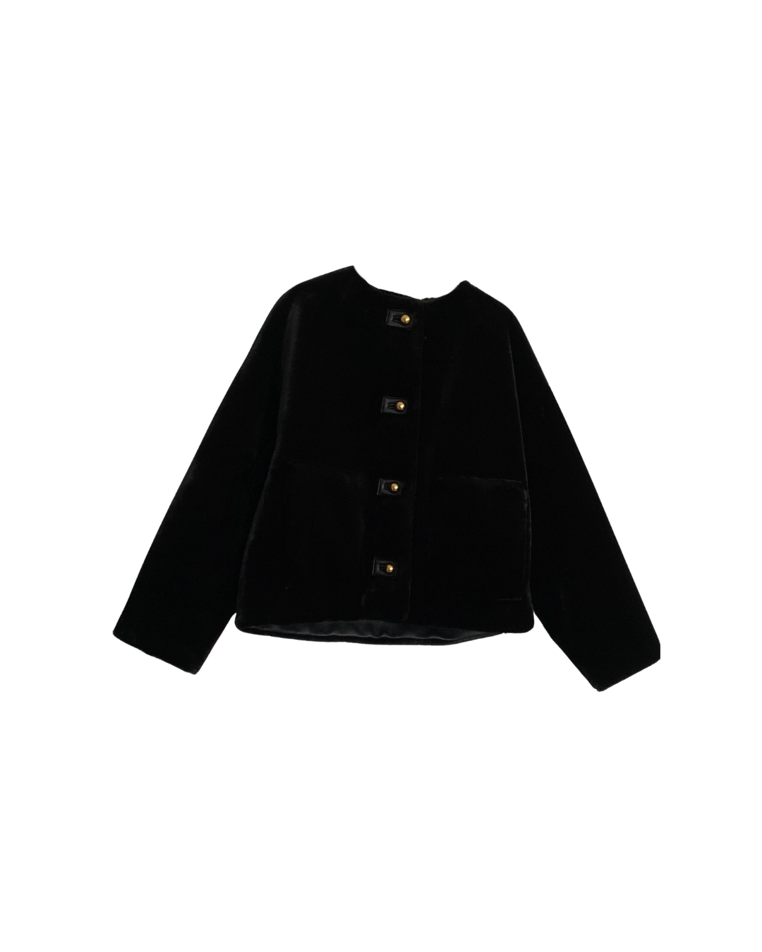 Abrigo corto de piel sintetica color negro - Zara