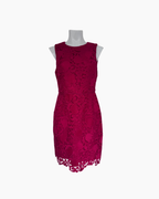 Vestido mini de encaje sin mangas color vino - Ann Taylor
