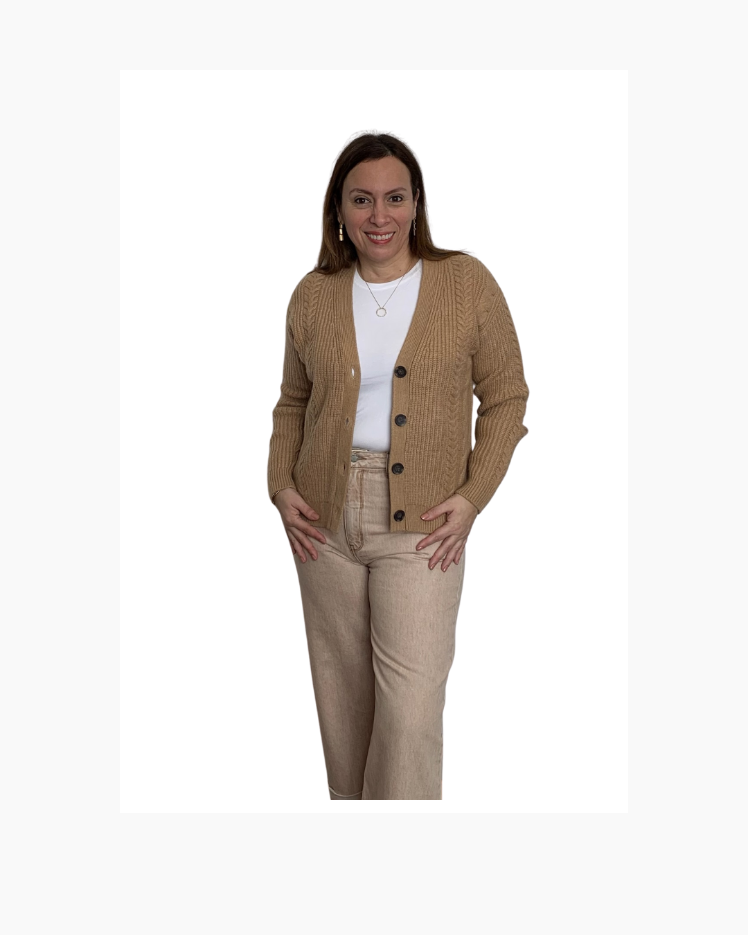 Cardigan manga larga color camel - Banana Republic