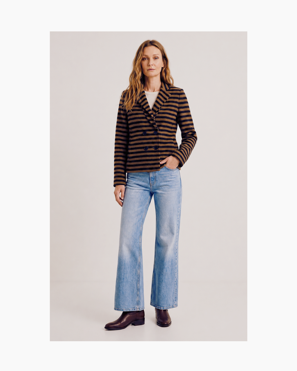 Blazer rib a rayas - Mango