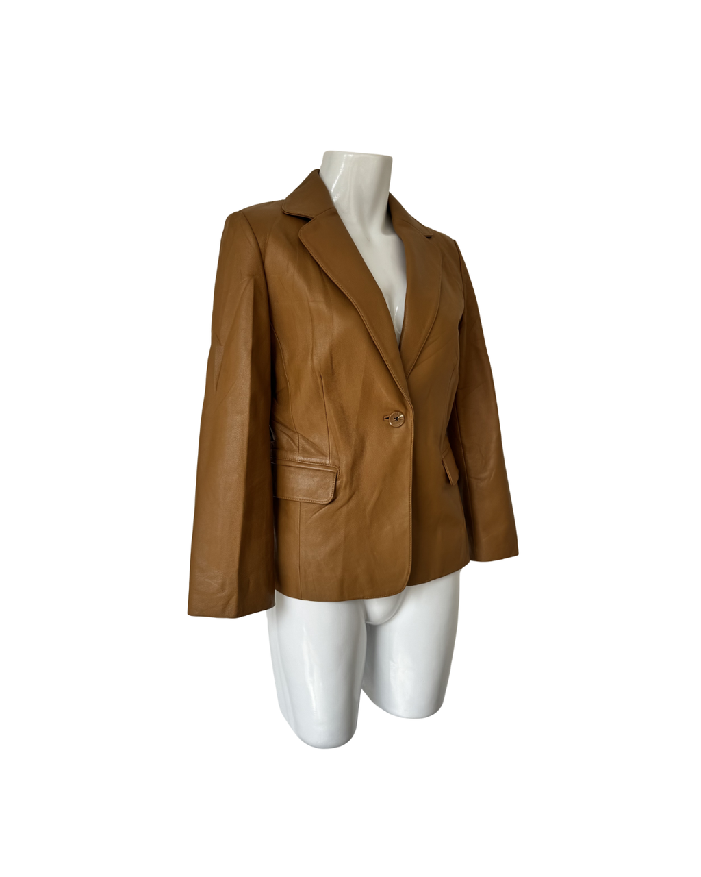 Blazer de cuero camel - Vintage
