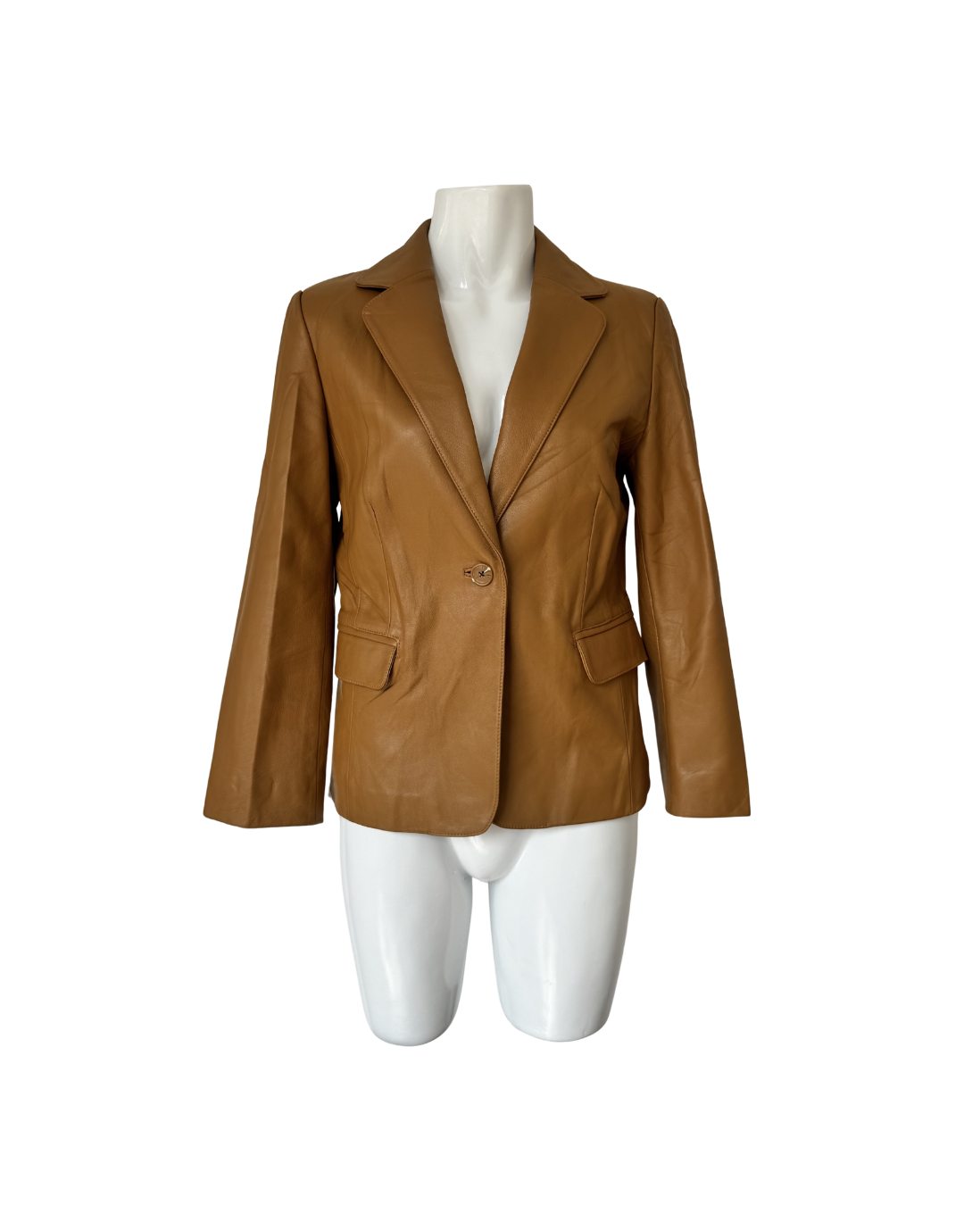 Blazer de cuero camel - Vintage