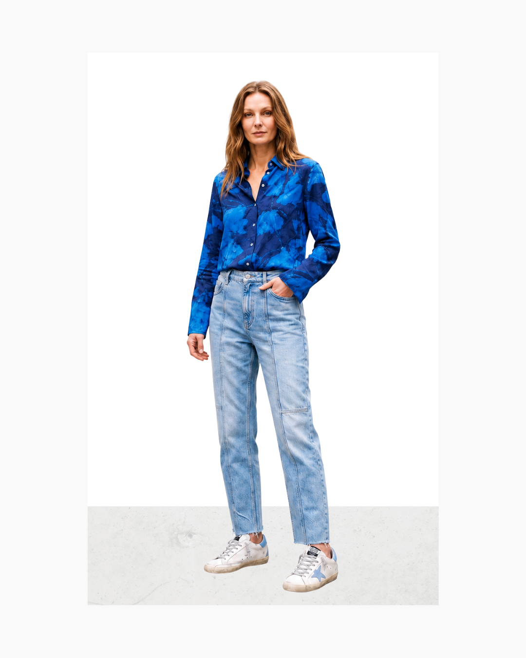 Camisa estampado floral azul - Mango