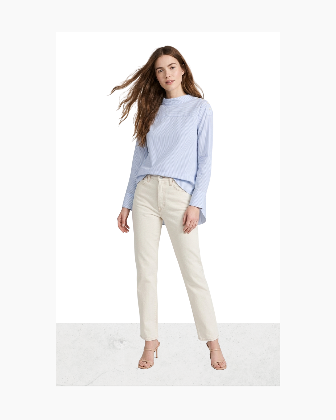 Blusa manga larga a rayas celeste - Jcrew