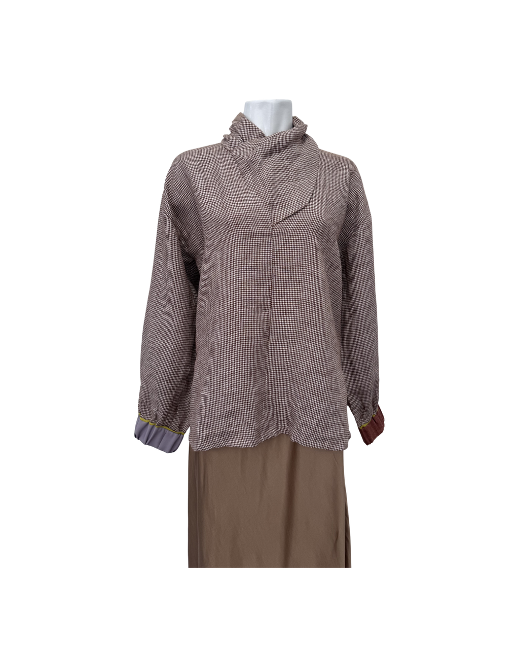 Blusa a cuadros marron - Sandra Weill