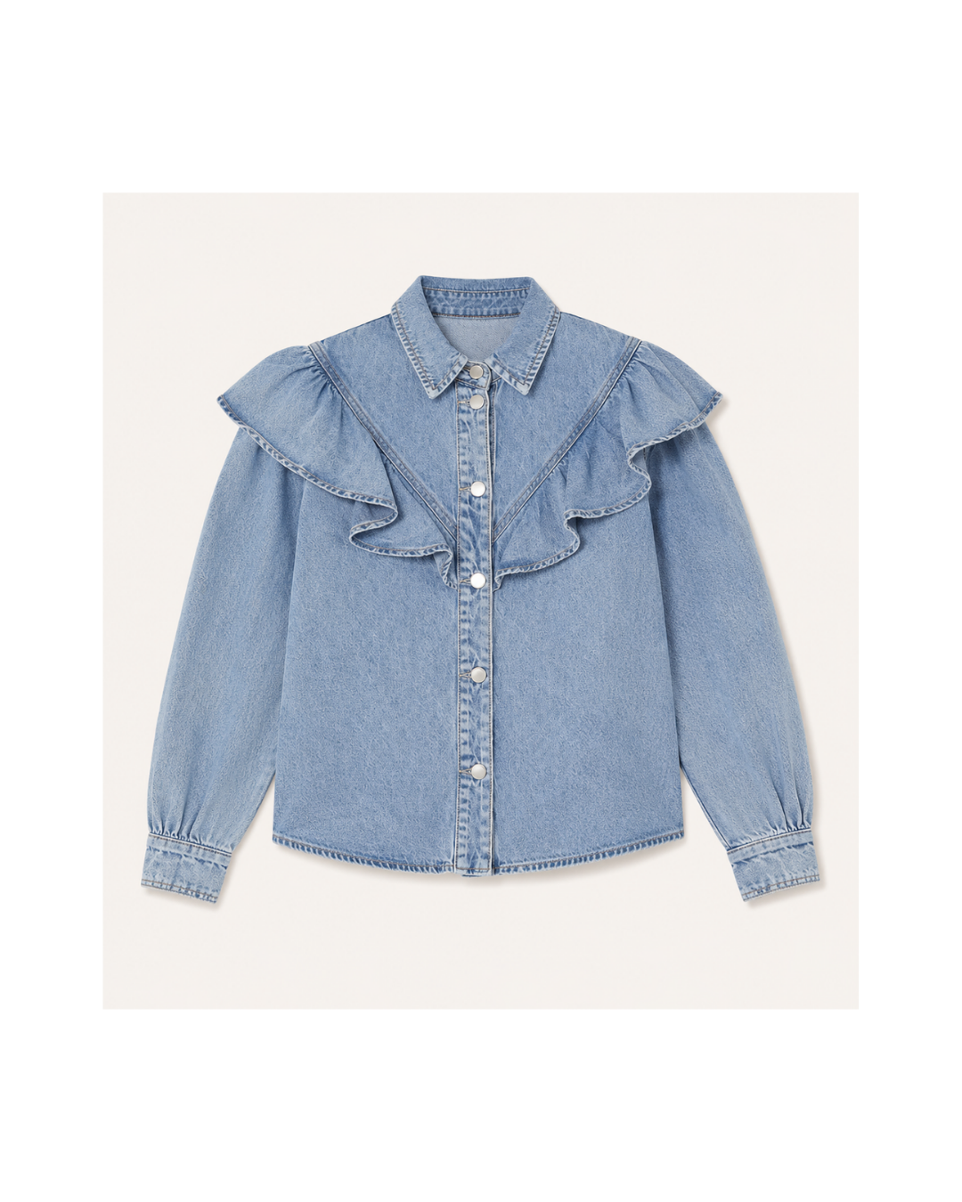 Blusa de manga larga de denim con bobos Basement