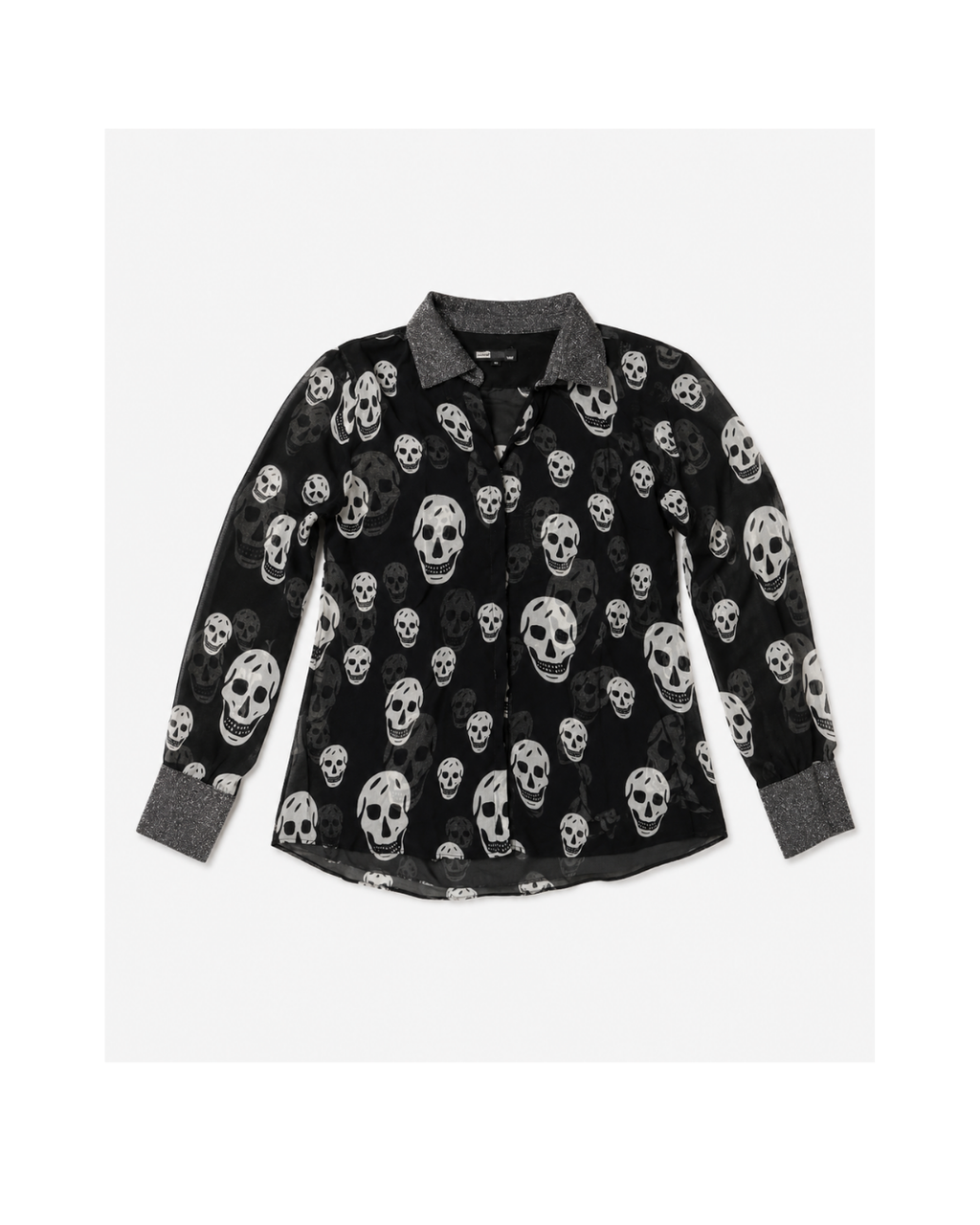 Blusa de manga larga negra con calaveras Evolet