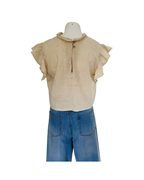 Blusa manga corta de lino beige - S/M