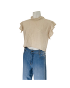 Blusa manga corta de lino beige - S/M
