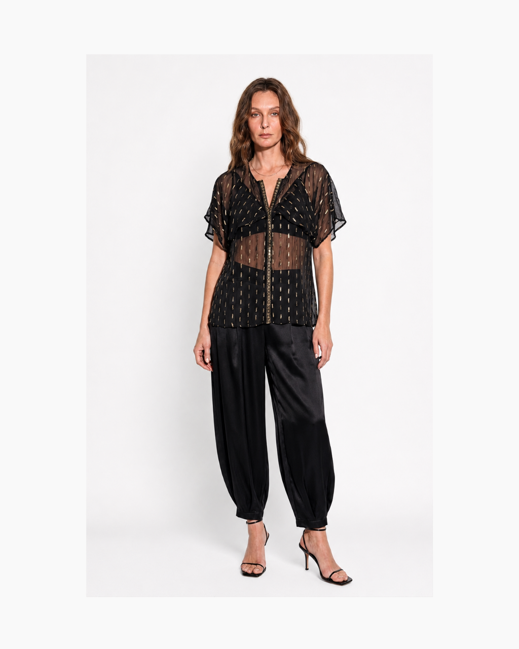 Blusa manga corta negro y dorado - Zadig & Voltaire