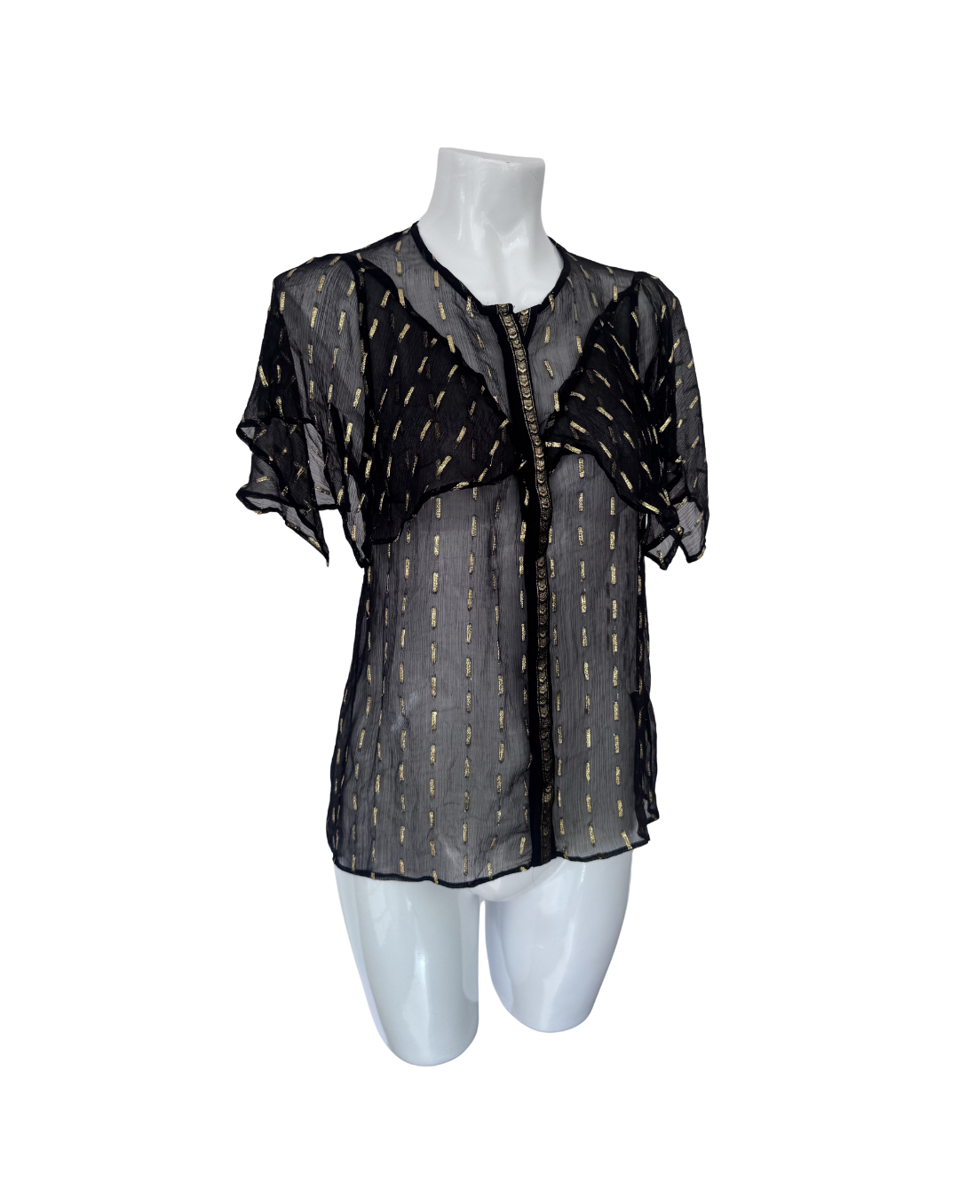 Blusa manga corta negro y dorado - Zadig & Voltaire