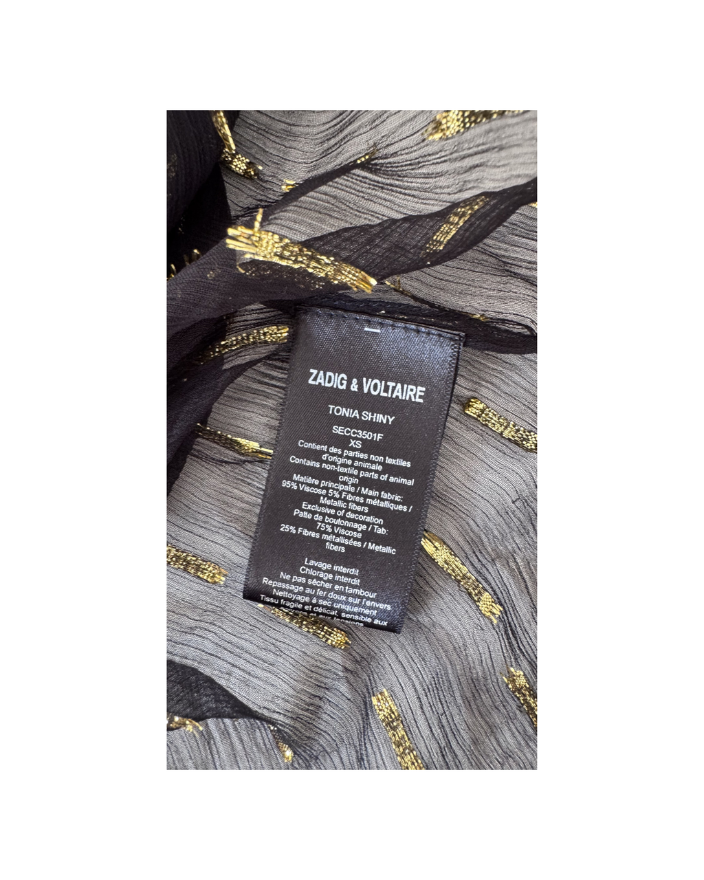 Blusa manga corta negro y dorado - Zadig & Voltaire