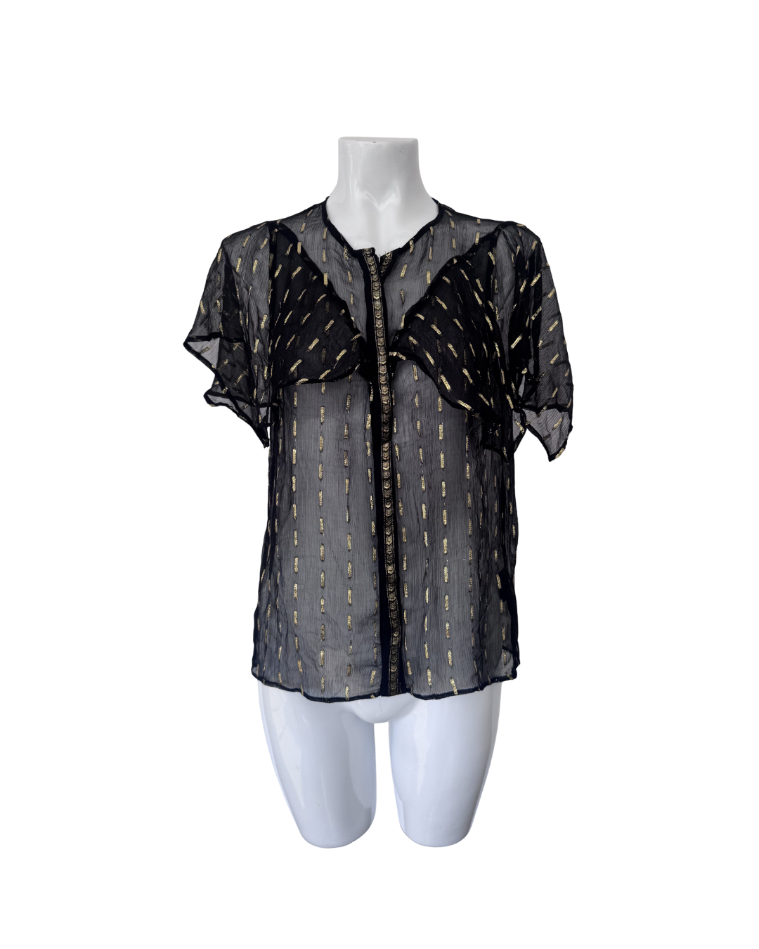 Blusa manga corta negro y dorado - Zadig & Voltaire