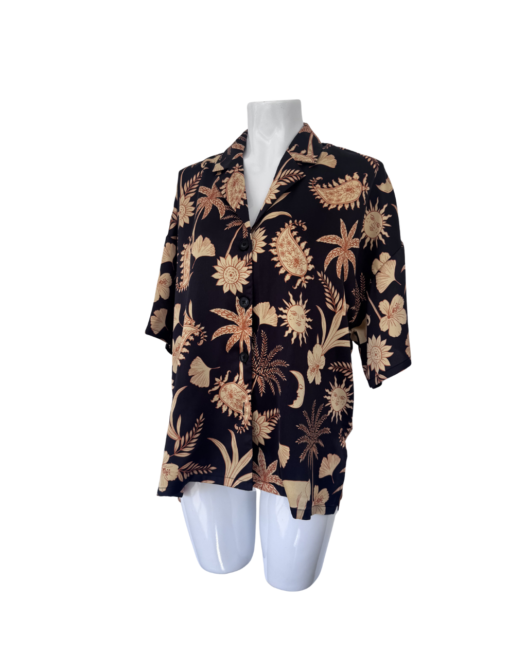 Blusa oversized negro y mostaza - Thea Studio