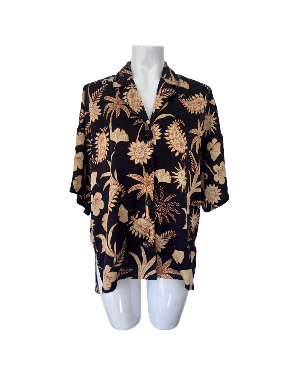 Blusa oversized negro y mostaza - Thea Studio