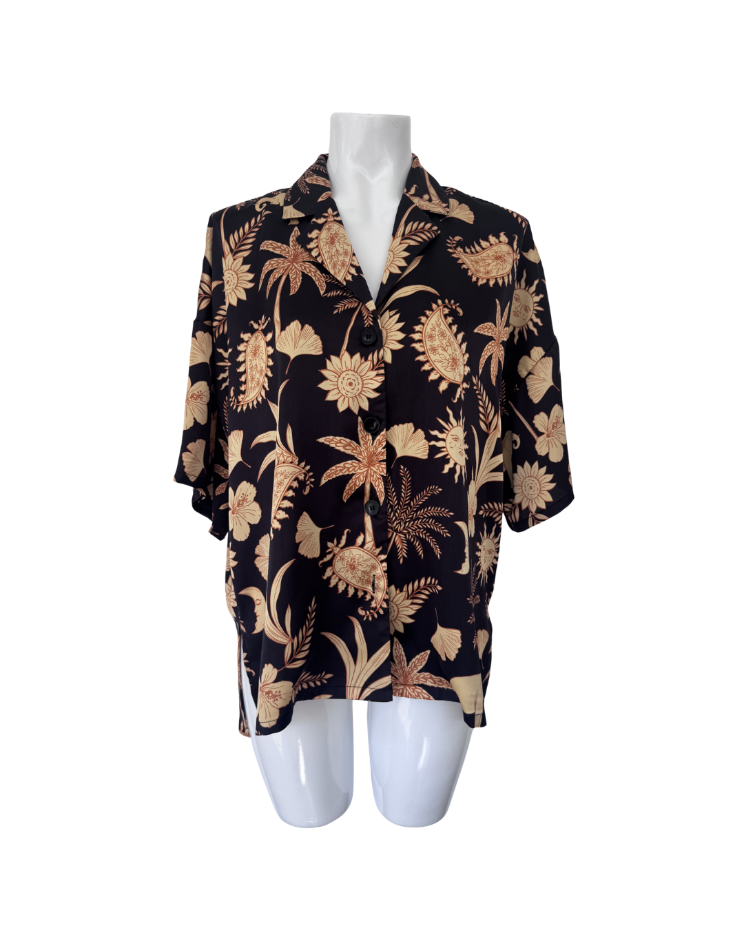 Blusa oversized negro y mostaza - Thea Studio