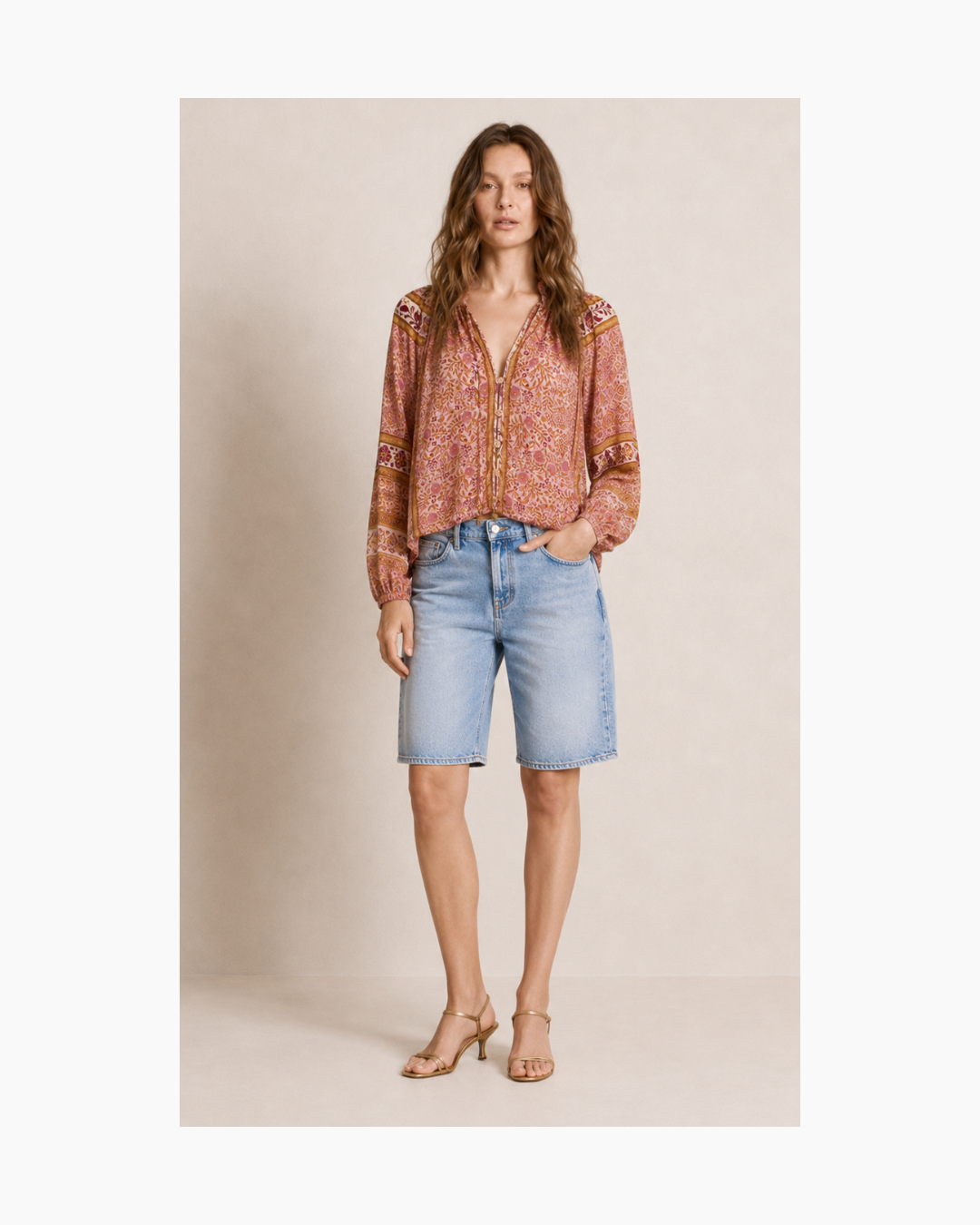 Blusa de manga 3/4 floral rosada - Farm Rio