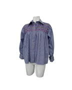 Blusa a rayas con nido de abeja azul y blanco - Cucoa
