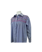 Blusa a rayas con nido de abeja azul y blanco - Cucoa