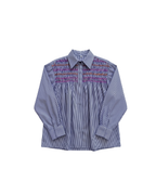Blusa a rayas con nido de abeja azul y blanco - Cucoa