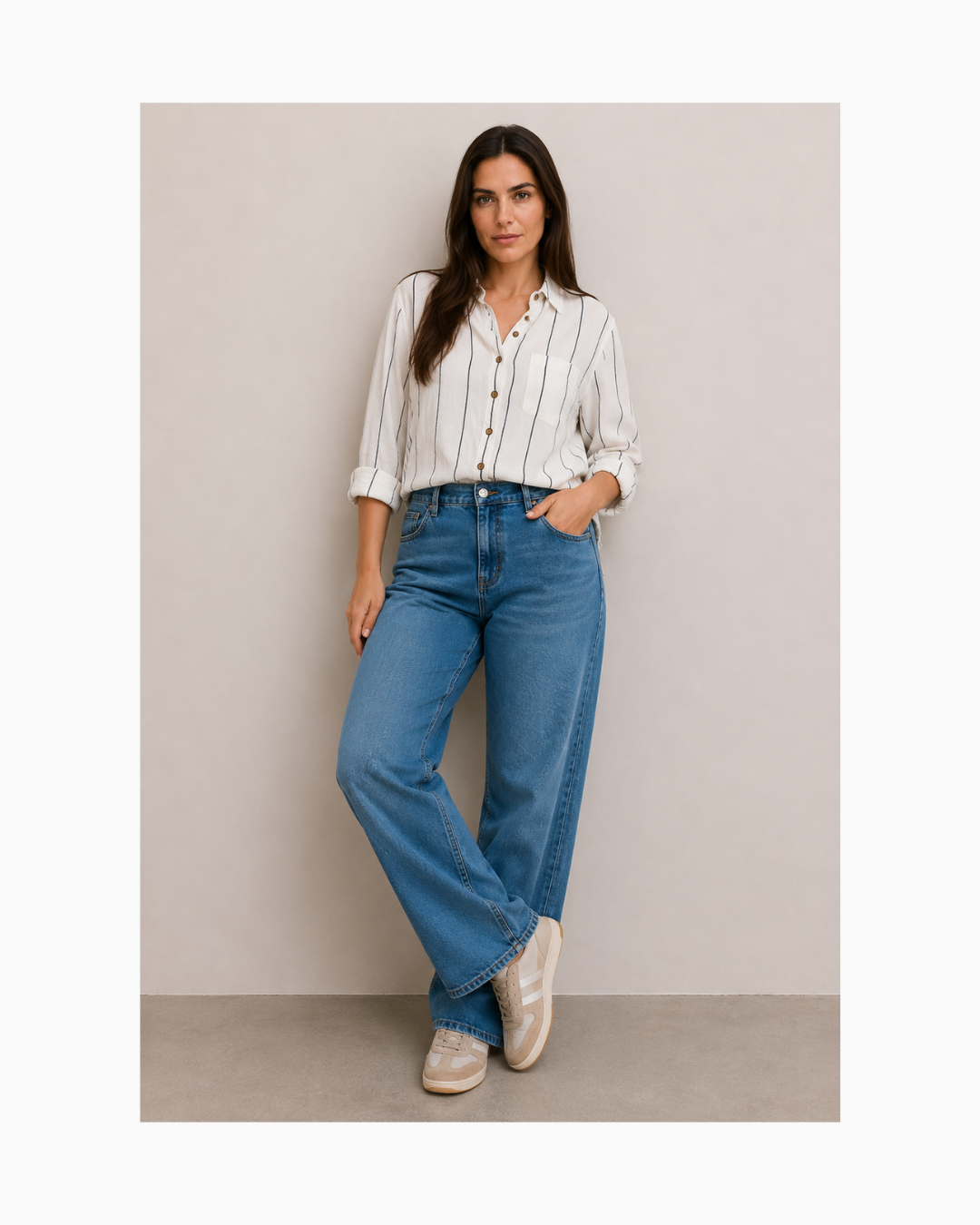 Blusa algodon manga larga a rayas - Bassika