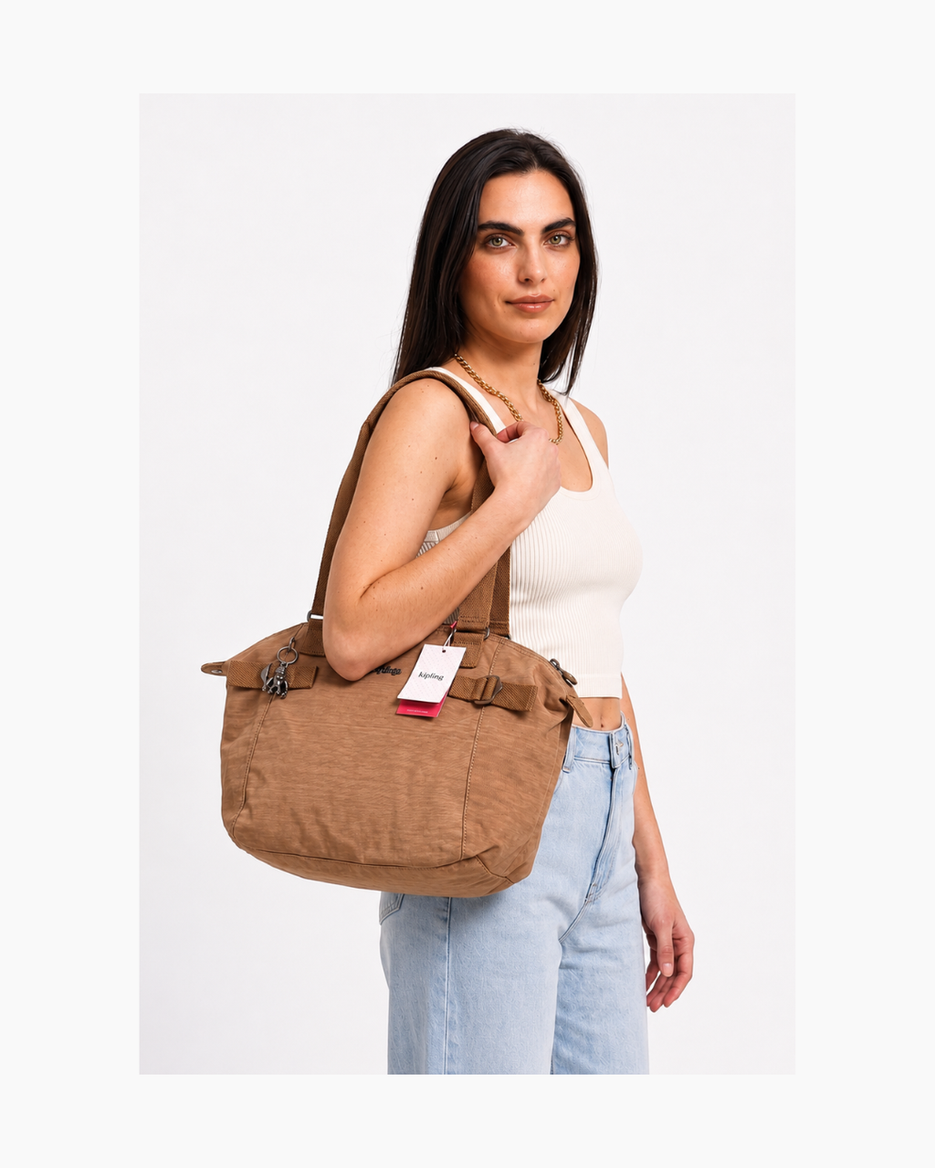 Cartera 2 asas de tela camel - Kipling
