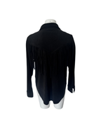 Blusa manga larga con flecos negra - Minimal