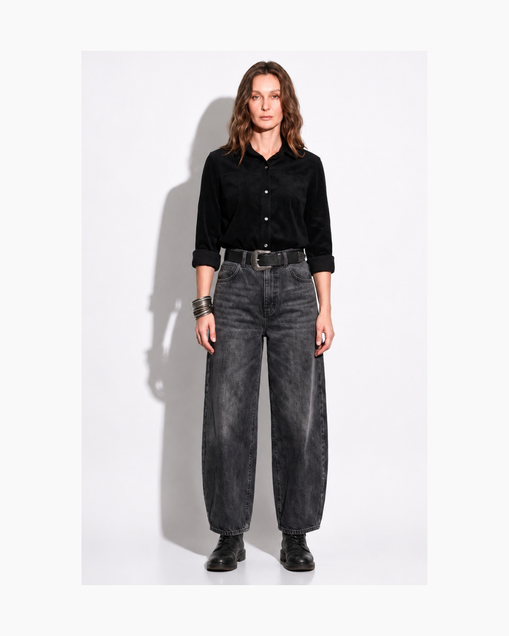 Blusa manga larga con flecos negra - Minimal