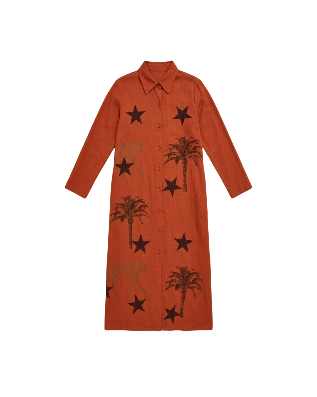Vestido camisero naranja de lino - Gracia