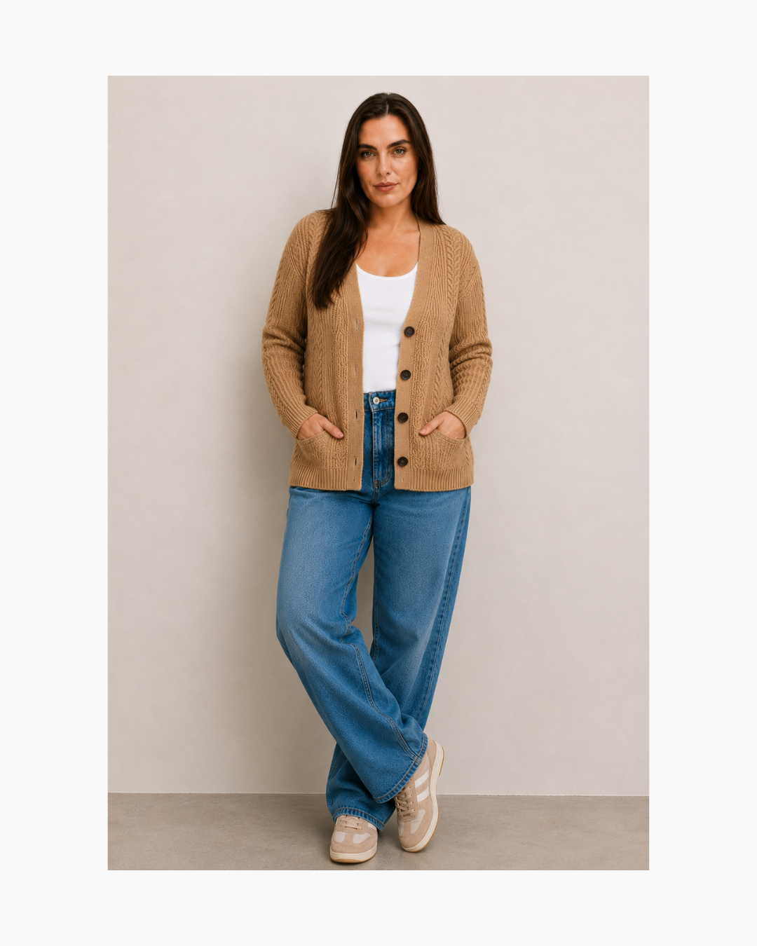 Cardigan manga larga color camel - Banana Republic