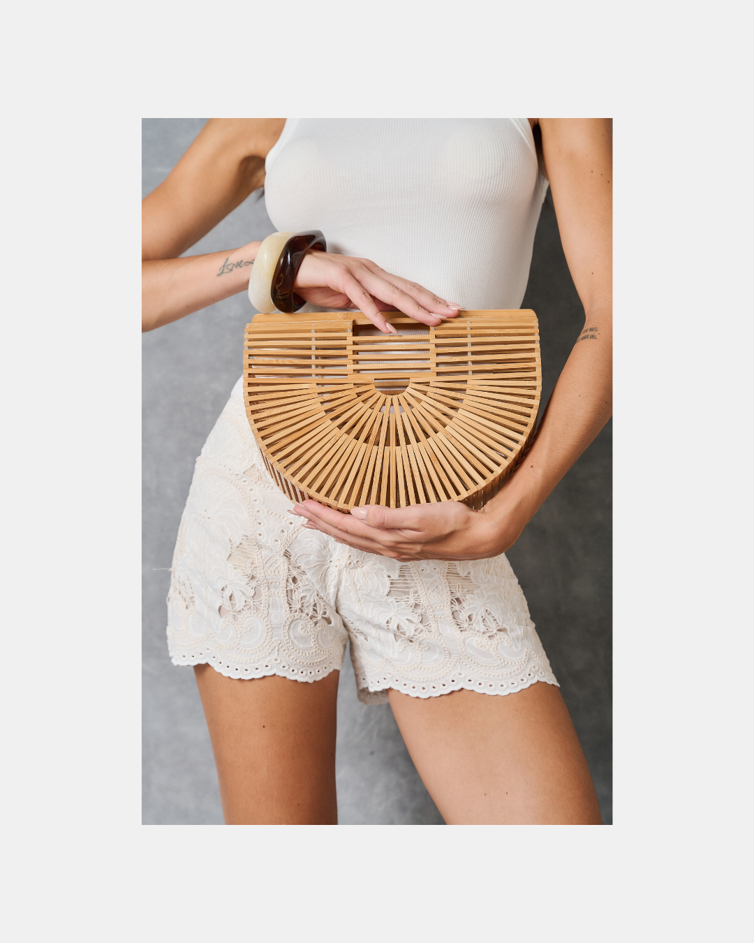 Cartera medialuna bambu - Sin Marca
