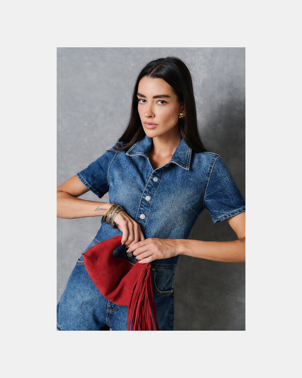 Cartera de gamuza roja - Mango