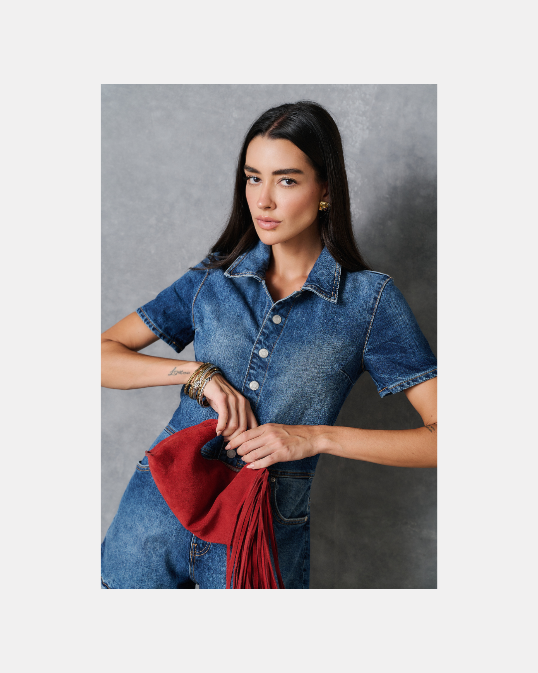 Cartera de gamuza roja - Mango