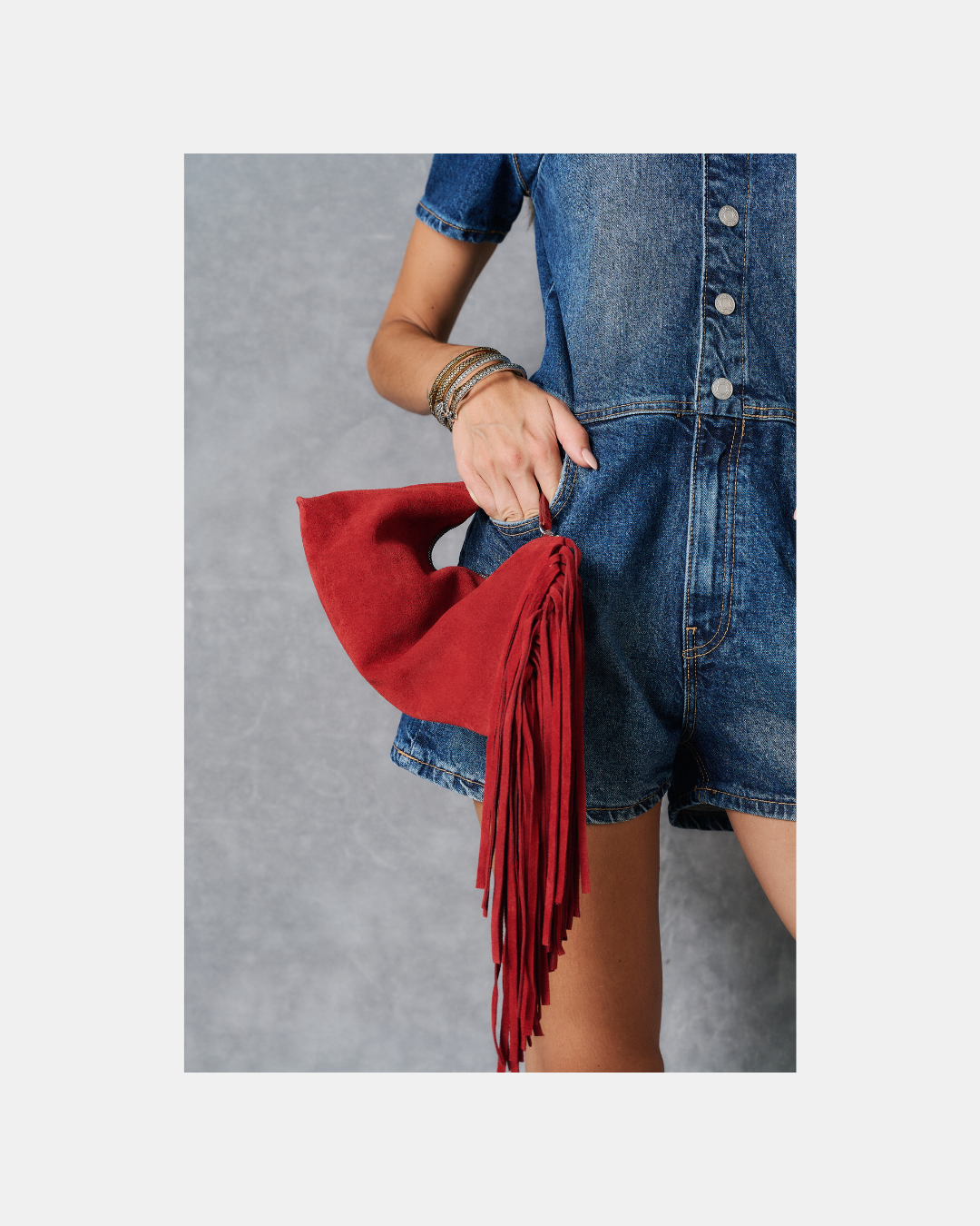 Cartera de gamuza roja - Mango