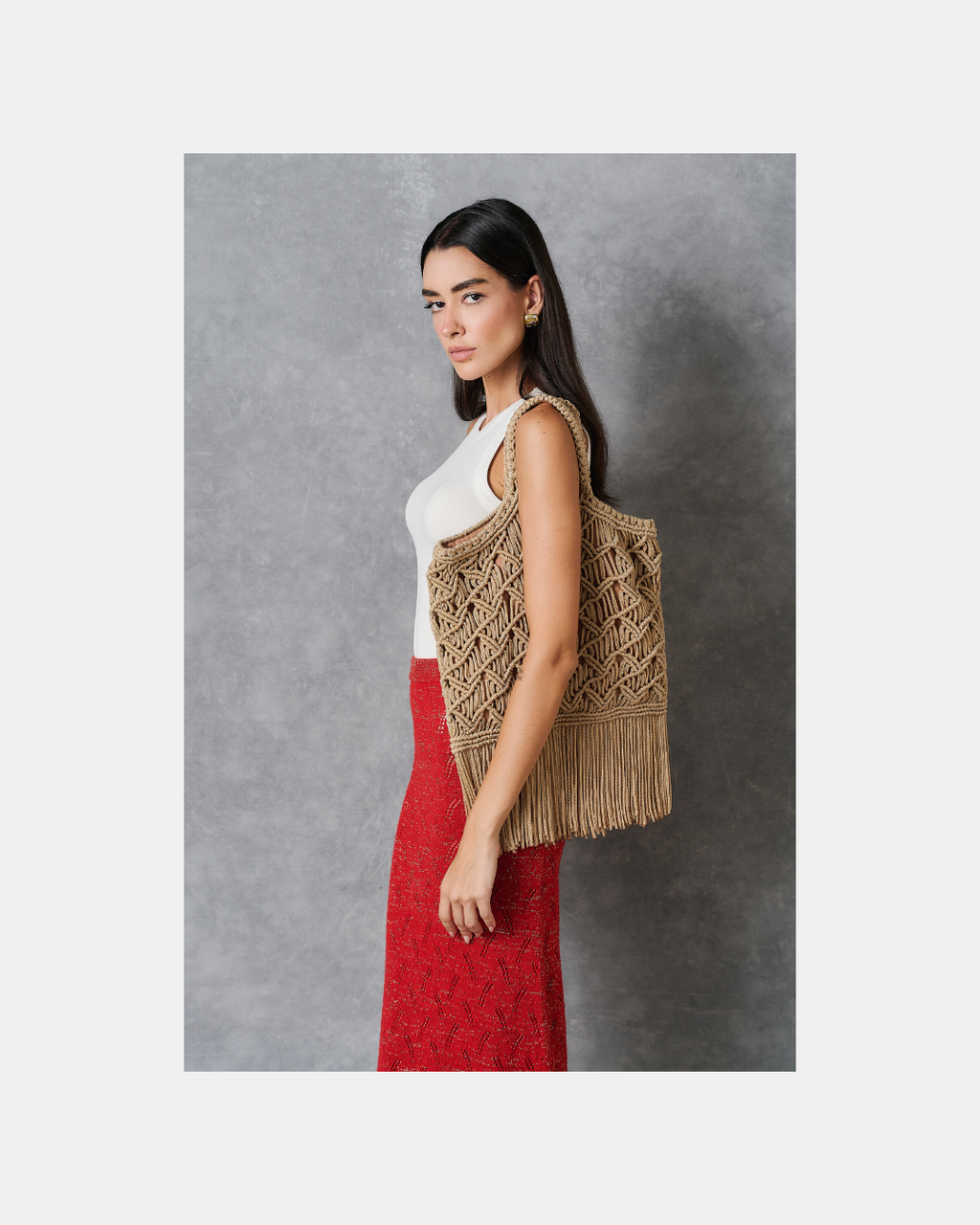 Cartera tejida camel - Sin marca