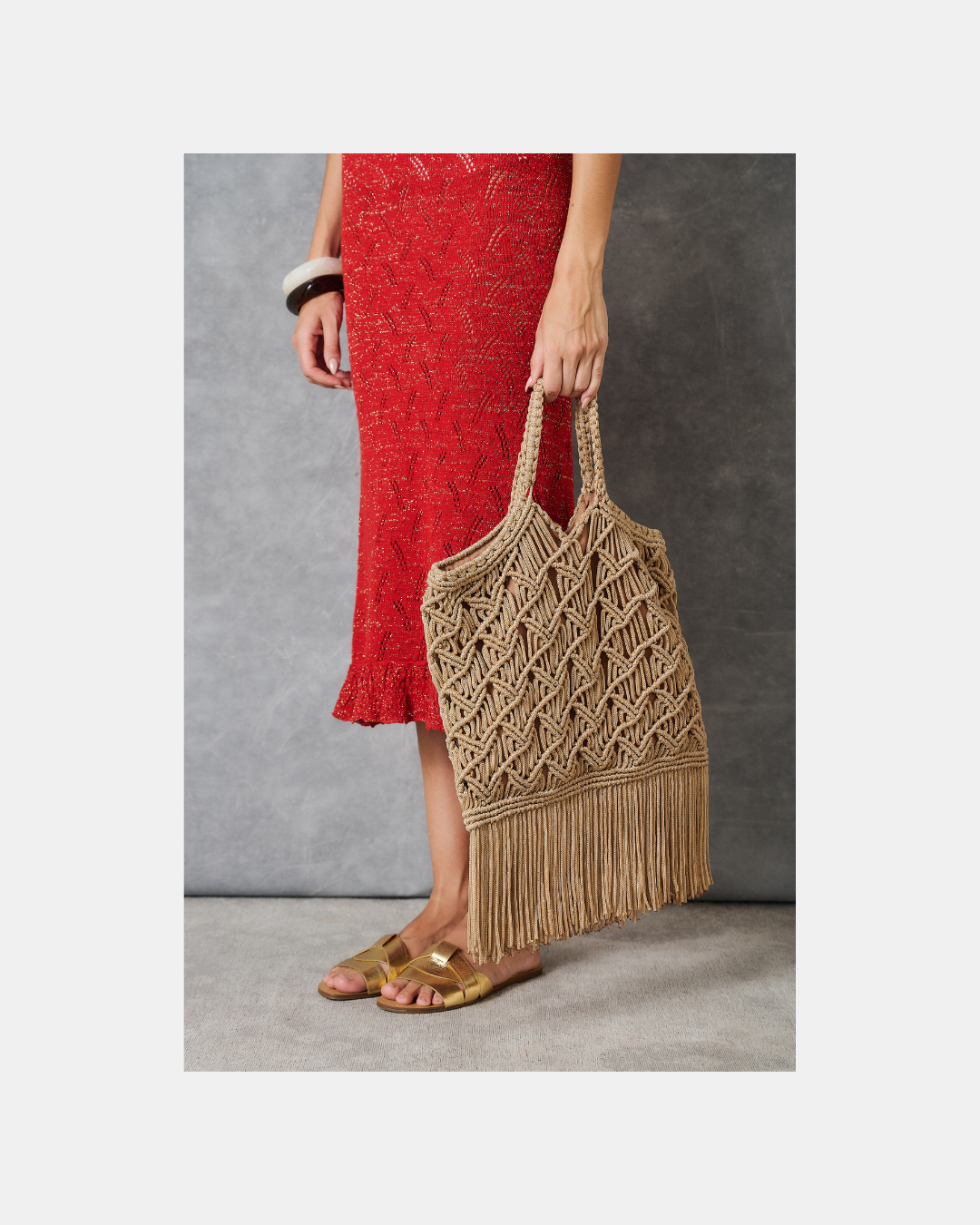Cartera tejida camel - Sin marca