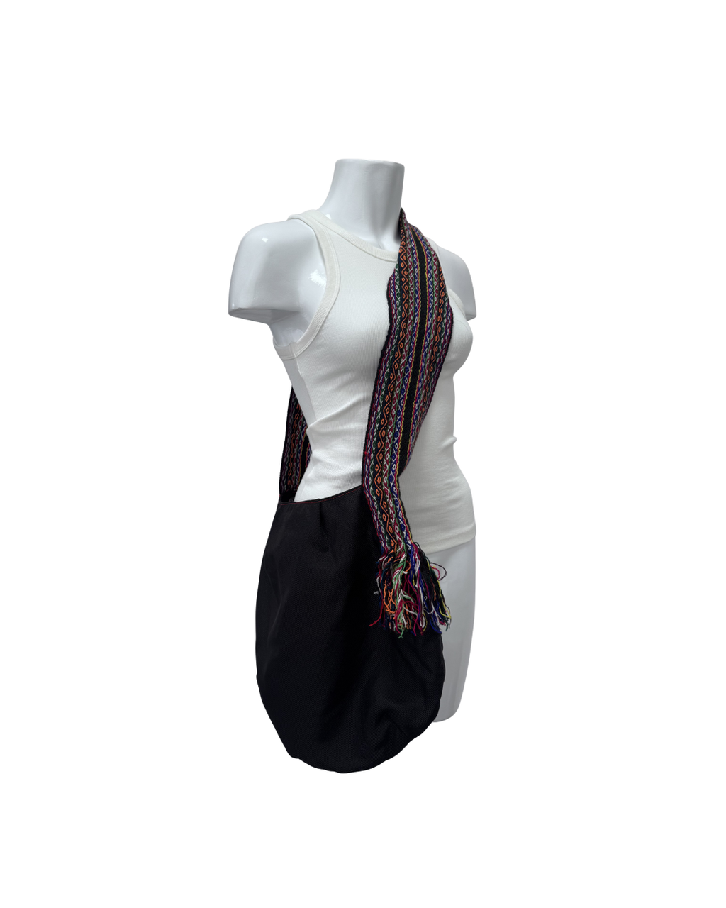 Bolso negro con asa en telar - Susan Wagner