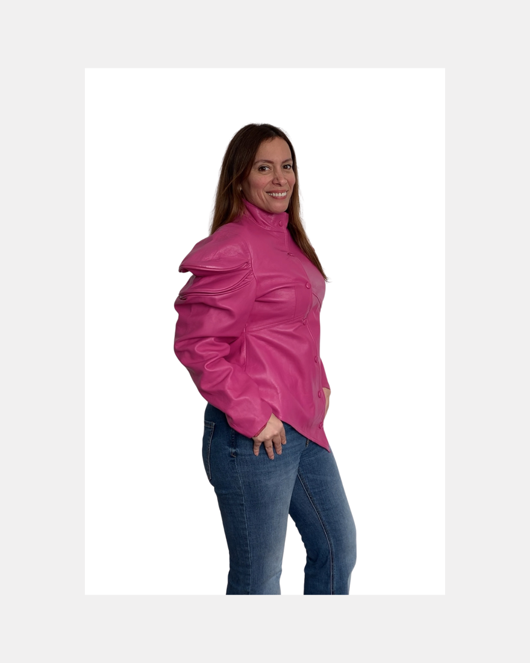 Casaca cuero fucsia - Vintage