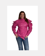 Casaca cuero fucsia - Vintage