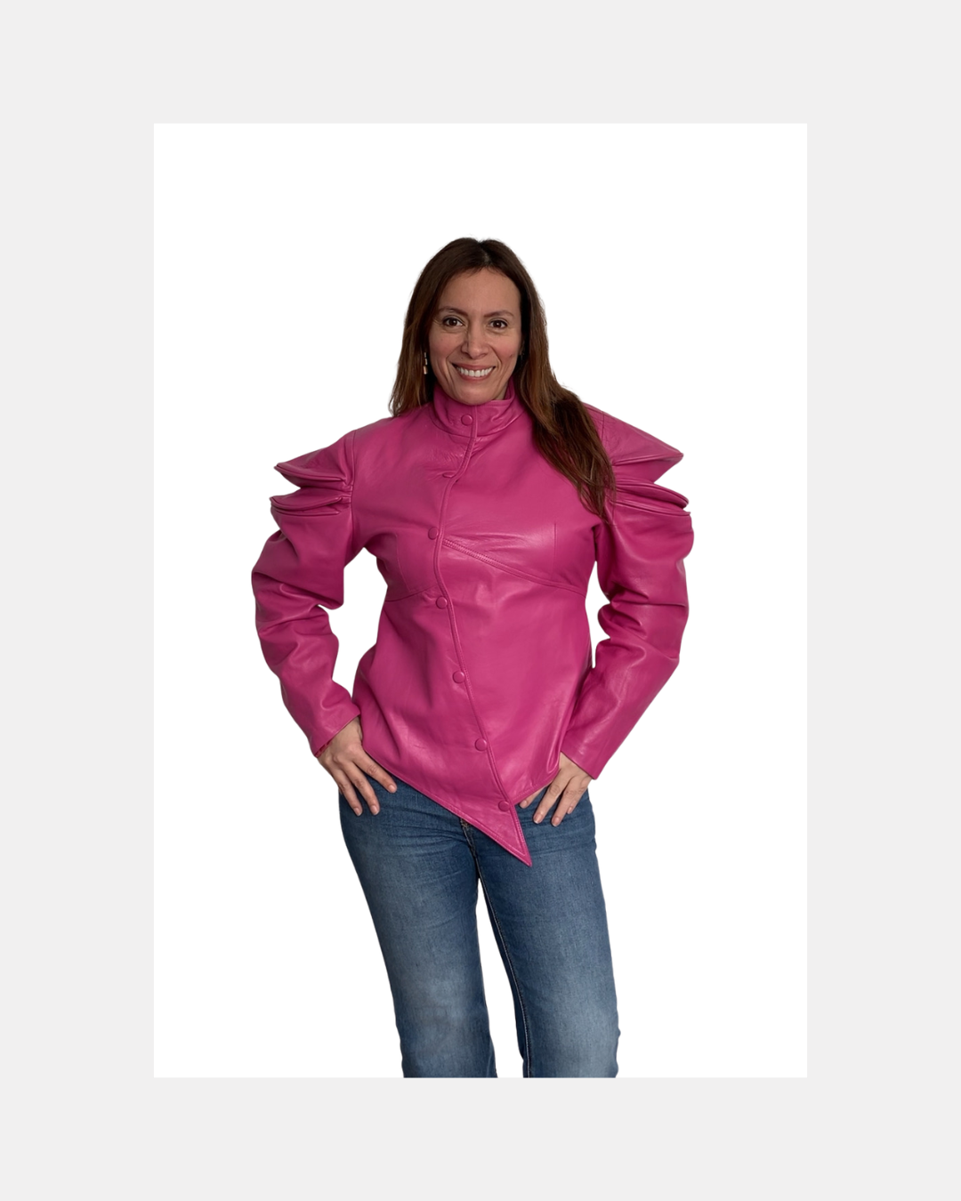 Casaca cuero fucsia - Vintage