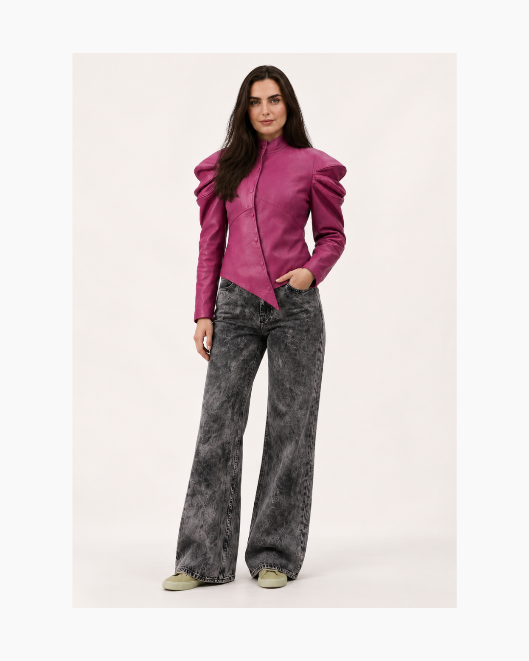 Casaca cuero fucsia - Vintage