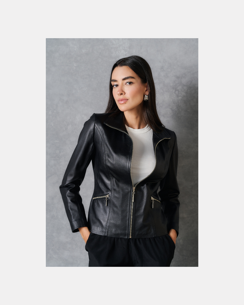 Casaca de cuero negra - Milano Bags