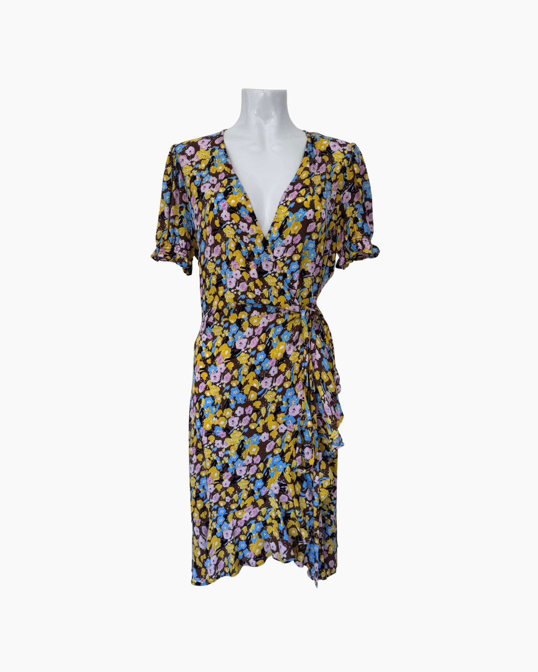 Vestido envolvente mini amarillo - DVF