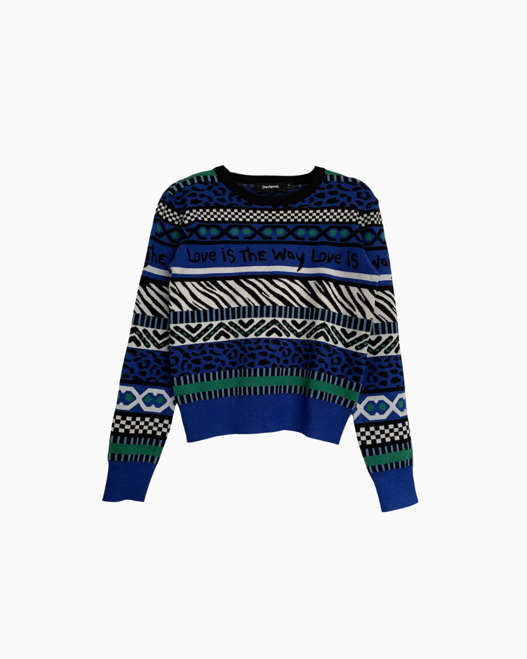 Chompa manga larga azul y negro - Desigual