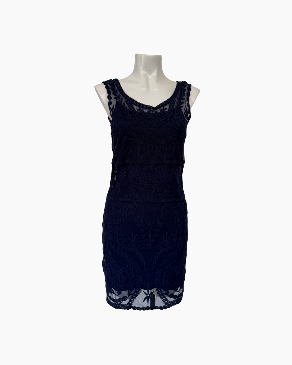 Vestido azul de encaje sin mangas mini - Express