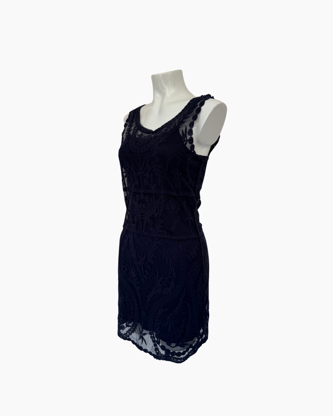 Vestido azul de encaje sin mangas mini - Express