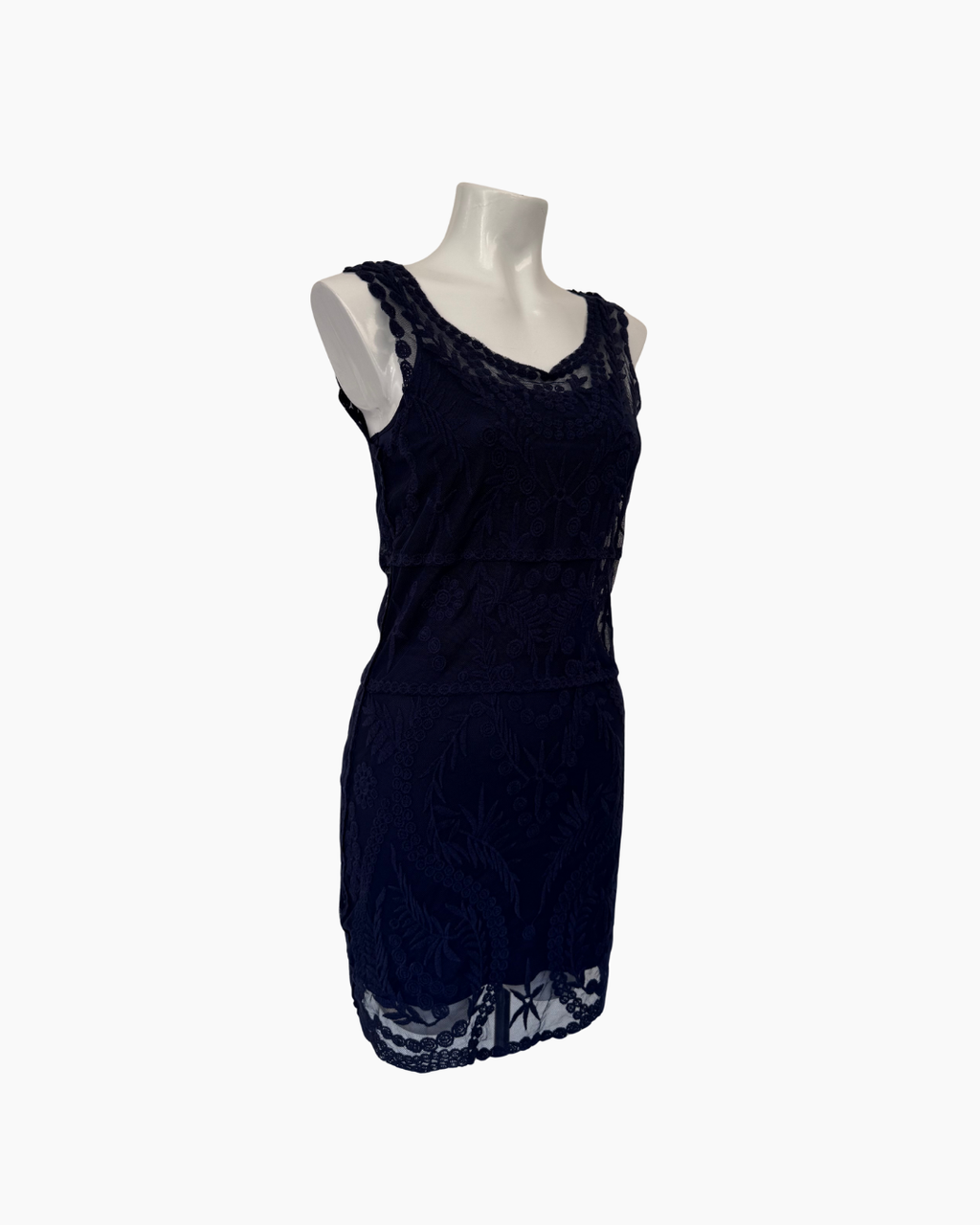 Vestido azul de encaje sin mangas mini - Express