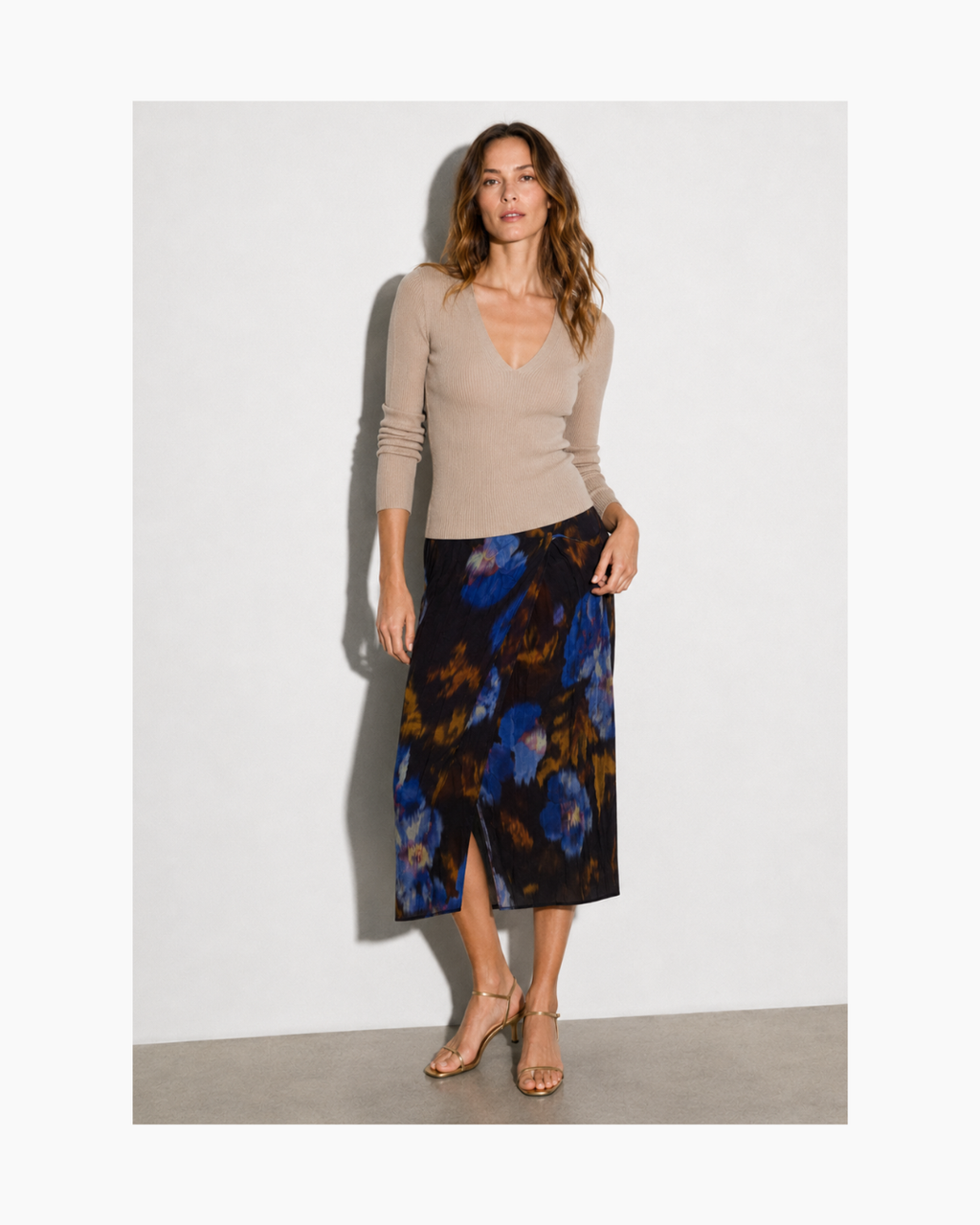 Falda cruzada estampada azul - Mango
