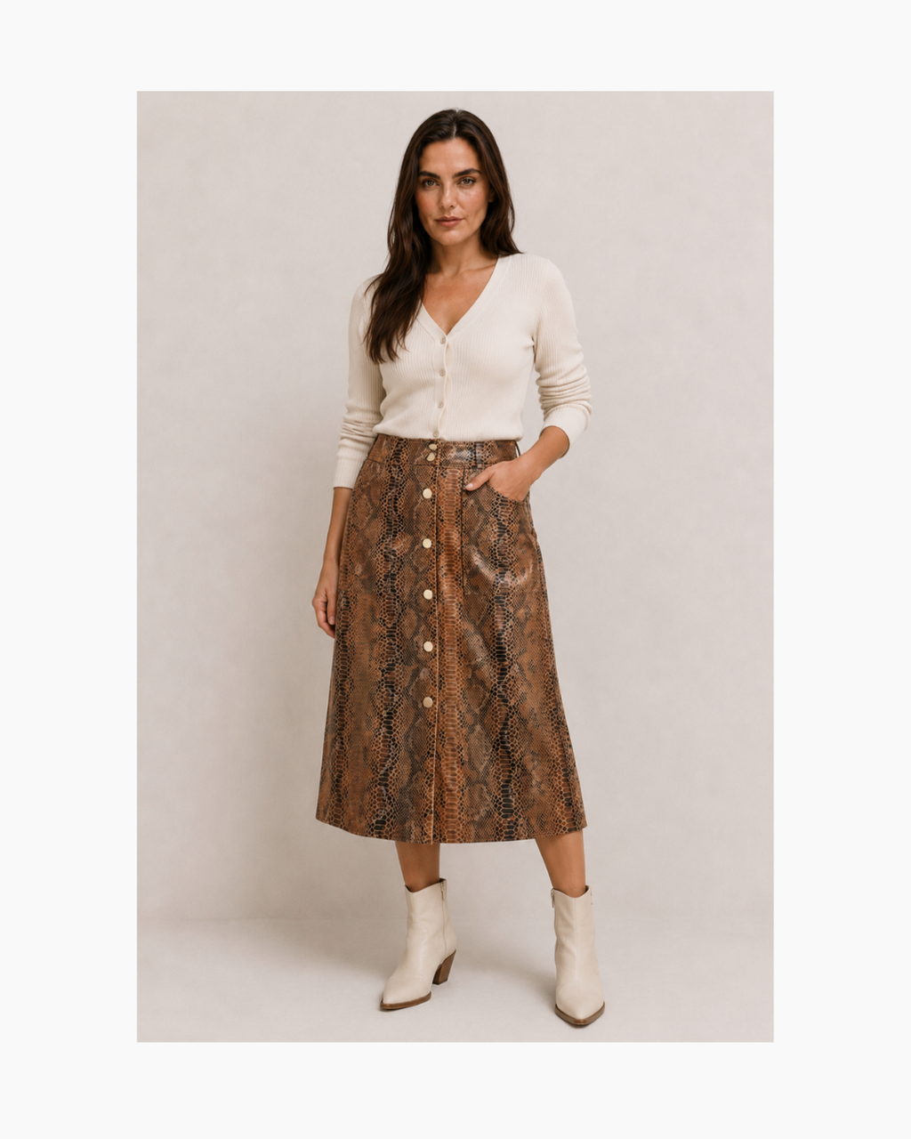 Falda midi animal print - River Island